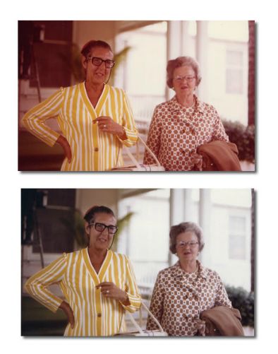 Antique photo recolorization and color correction