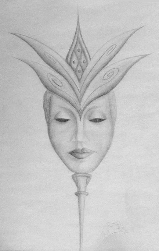 Pencil drawing of a mask